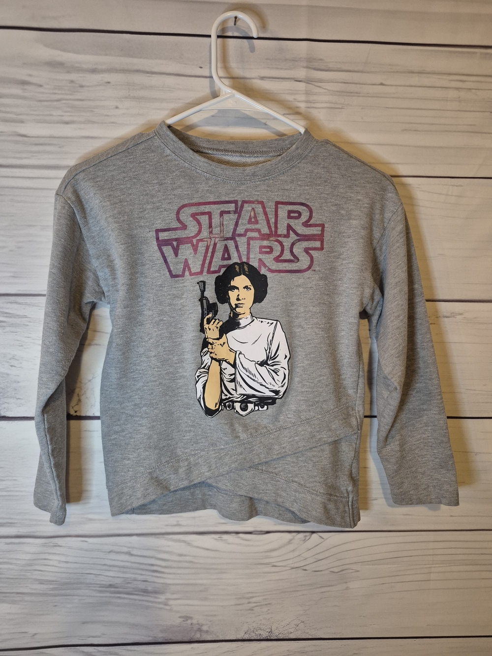 Star Wars Grey Kids Princess Leia Crewneck Sweatshirt with Pink Logo